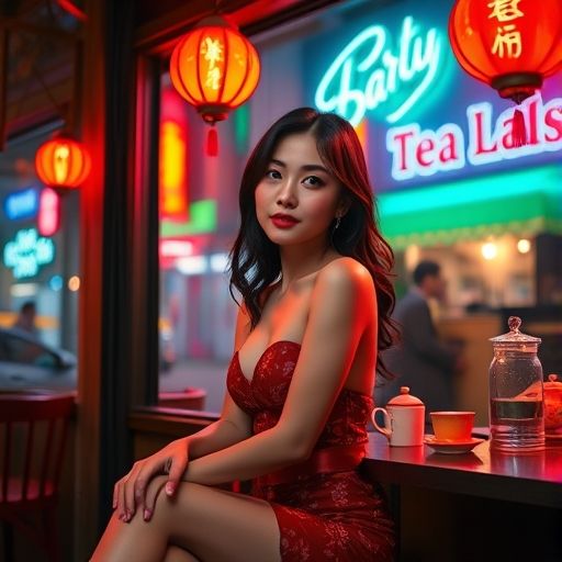 夜间茶肆的迷人氛围
