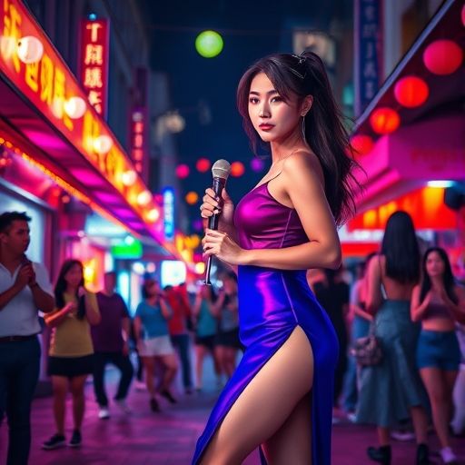 街头音乐会热闹的夜景