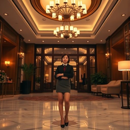 高端大气的会所大厅，服务人员正在接待顾客