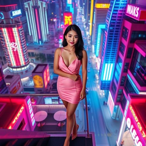 繁华都市夜景，灯火璀璨，暗示着丰富的夜生活