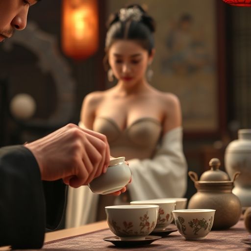 高端嫩茶中的茶艺表演