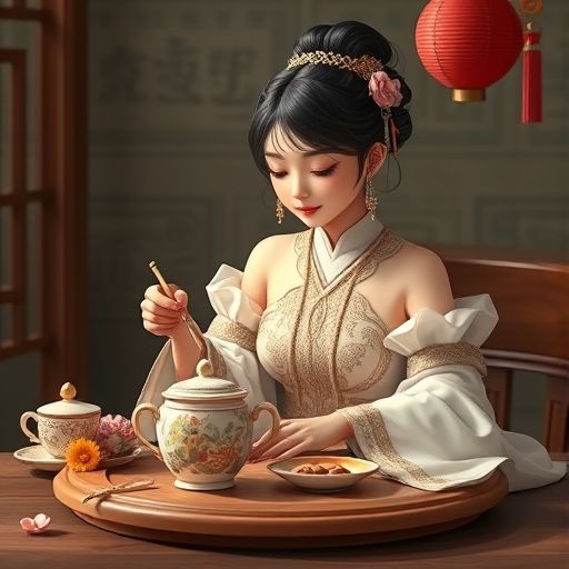 茶杯与点心特写