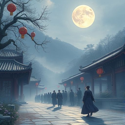 广州夜晚街头人群流动场景