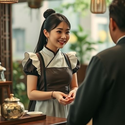 茶艺师与顾客互动的温馨瞬间