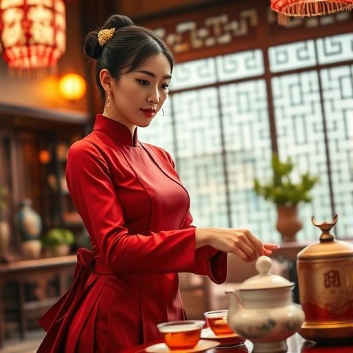 茶艺师表演的优雅瞬间