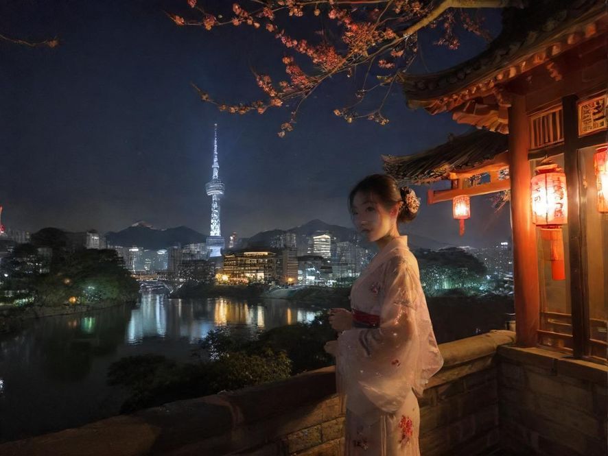 俯瞰都市夜景，霓虹闪烁，仿佛在寻找那片极乐净土