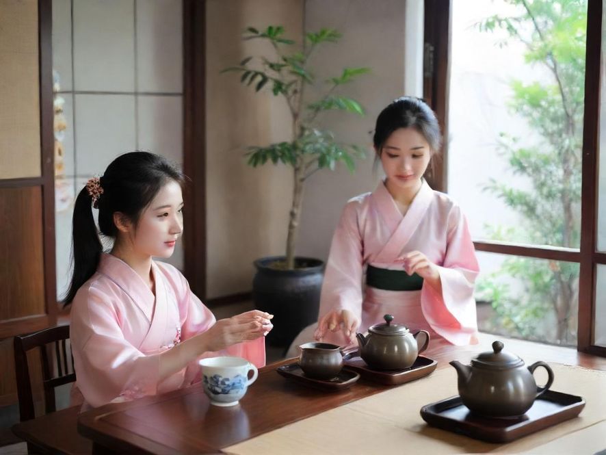 休闲茶室聚会温馨场景