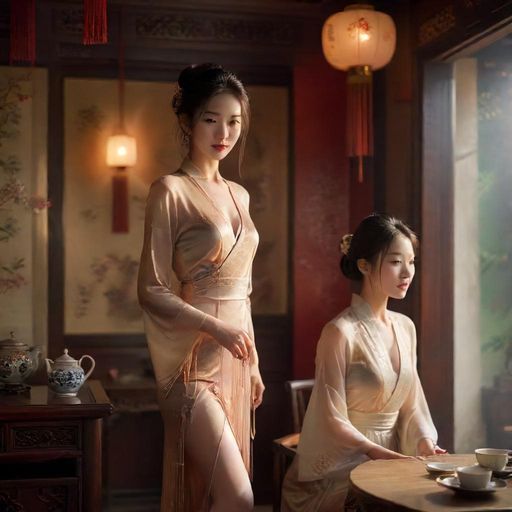 一个舒适私密的品茶包间内部陈设