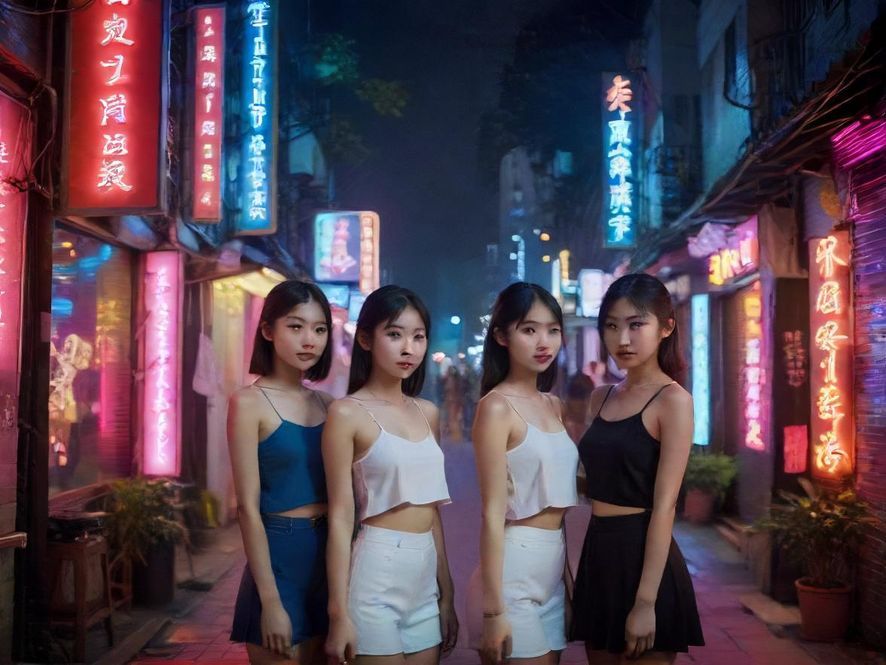广州的夜晚，霓虹灯光下，都市的喧嚣与休闲的渴望交织。