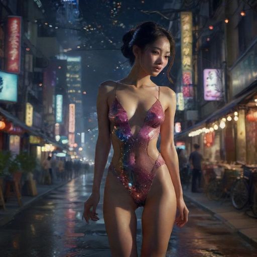 福永夜景下的繁华街道