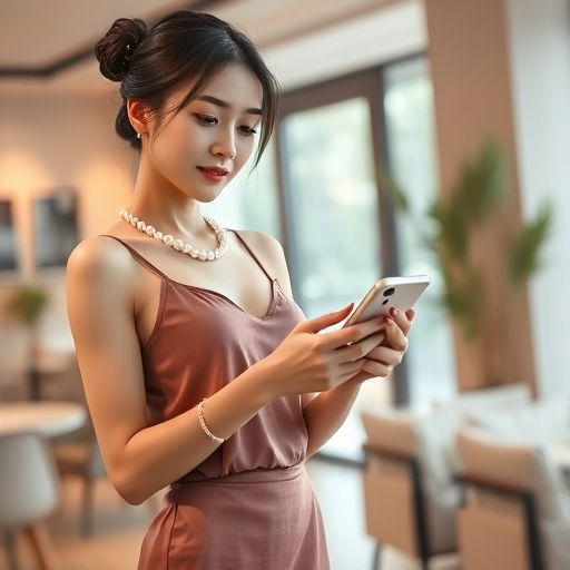 一个人在休闲场所里浏览手机论坛