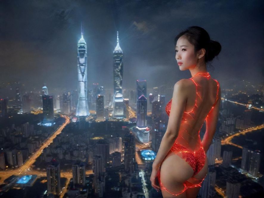 深圳夜色下的城市天际线