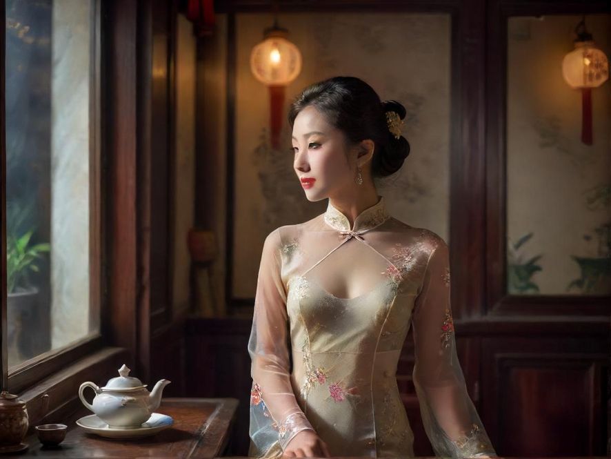 广州茶社的复古茶室氛围