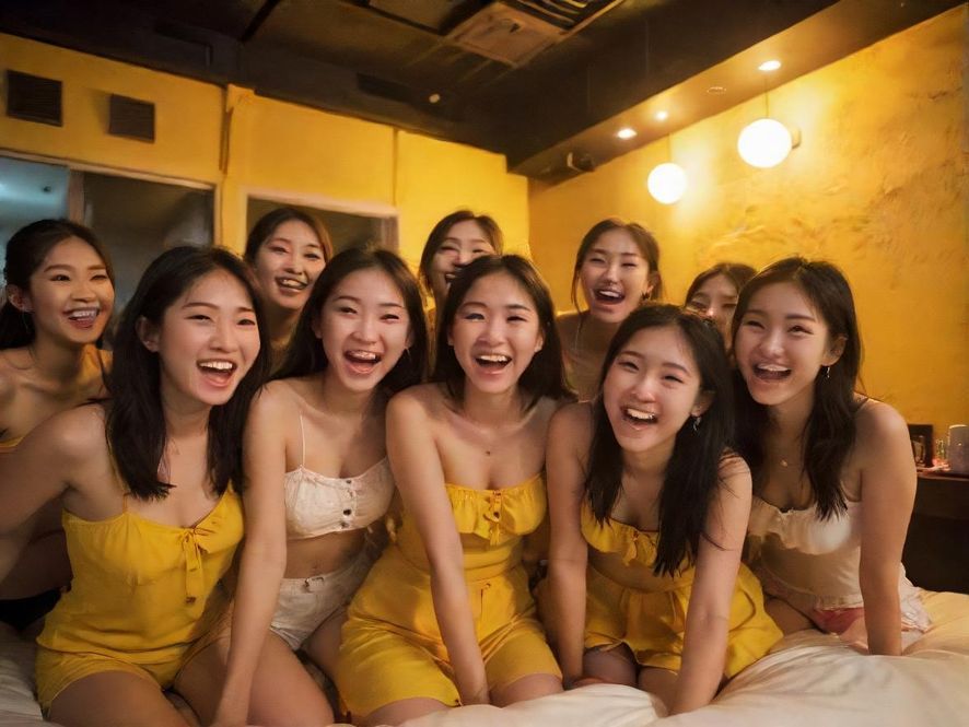 一群年轻人在广州夜市中欢声笑语，享受着生活的美好