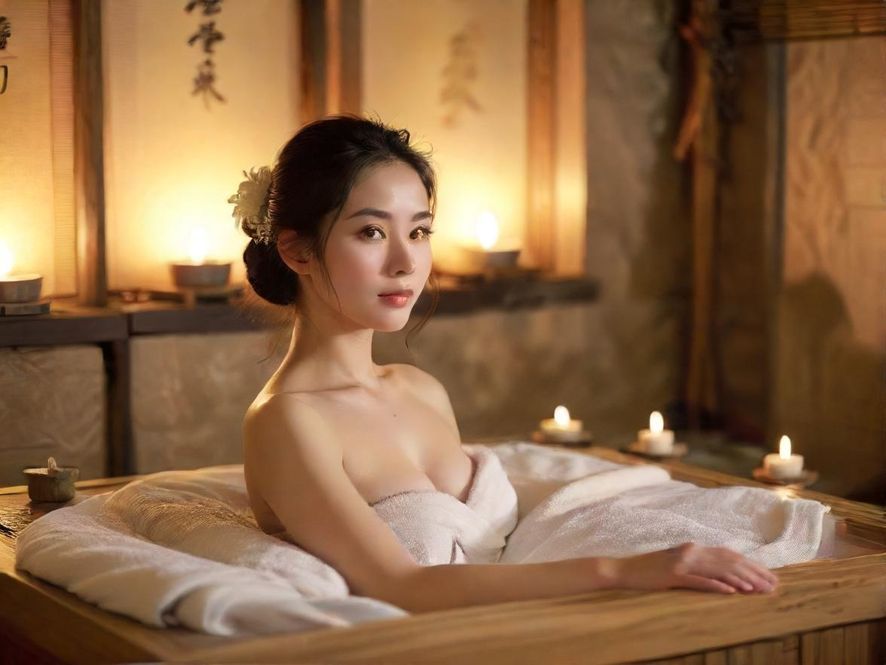 一位专业SPA技师在柔和灯光下，为客人提供服务，舒适的按摩床和宁静的疗养环境营造出放松氛围。