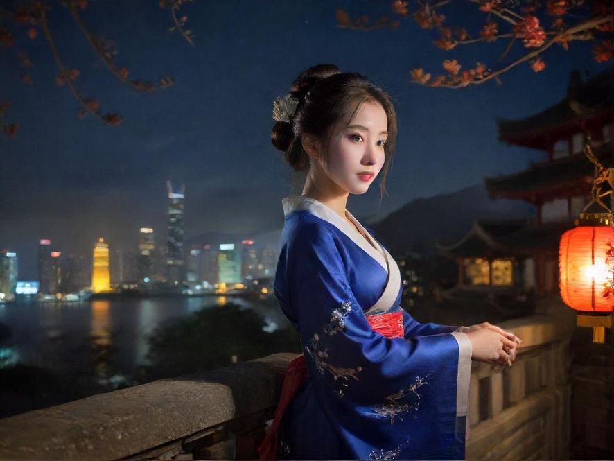 俯瞰广州夜景中寻找隐藏入口的抽象画面