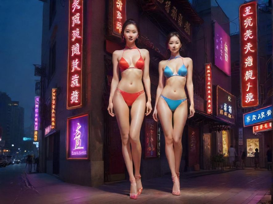 罗湖夜色中的休闲会所招牌