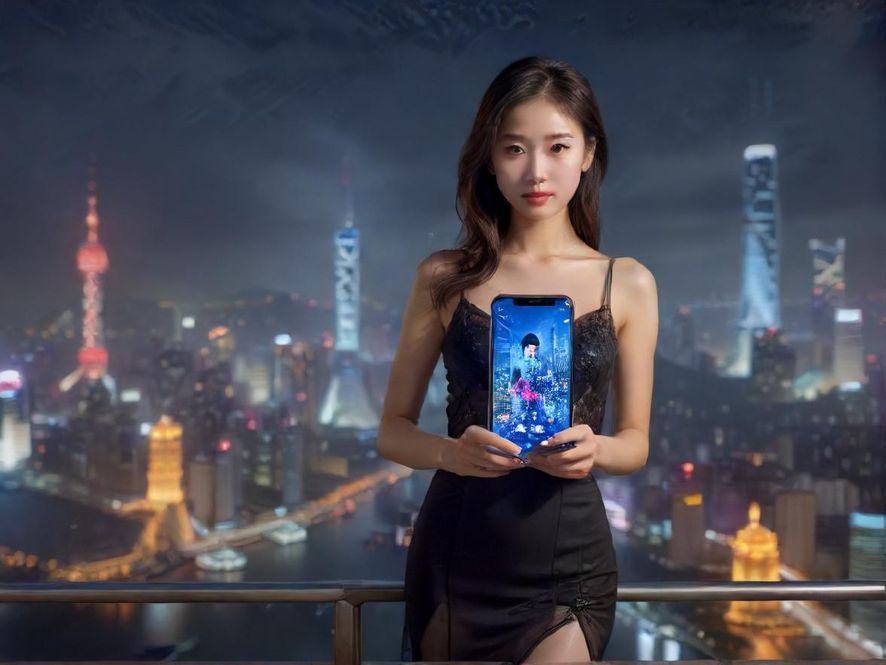 手机屏幕上的模糊社交App界面