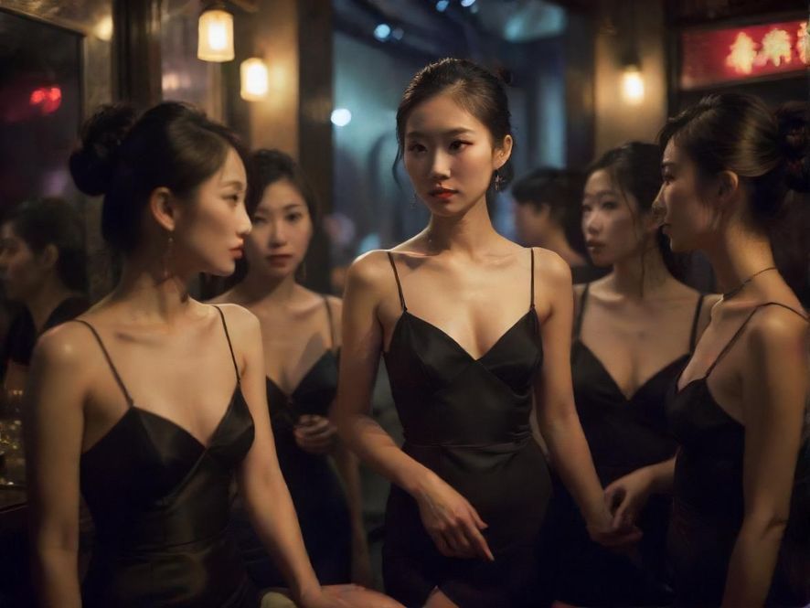 夜场中低声交流的人们