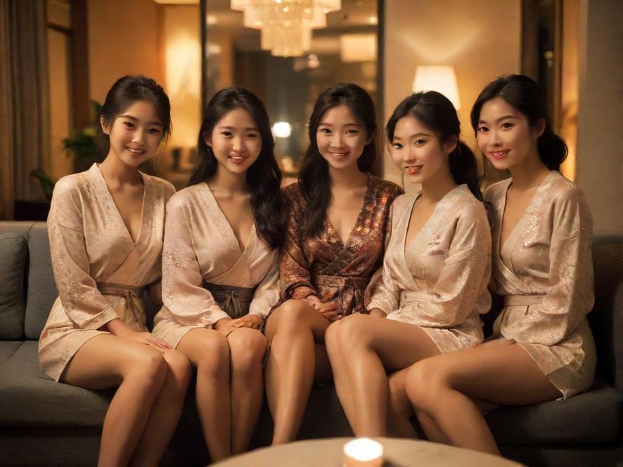 一群朋友在温馨的室内休闲场所里开心地聊天，享受着放松的时光