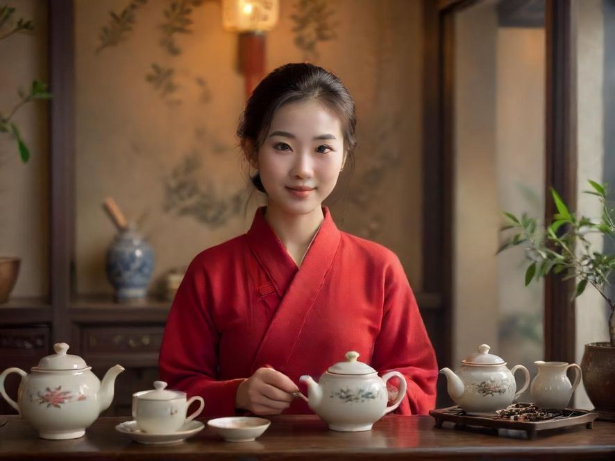 广州品茶外卖茶艺师唯美特写