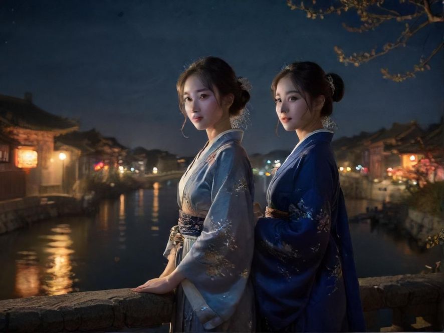 城市夜景霓虹灯下的休闲场所