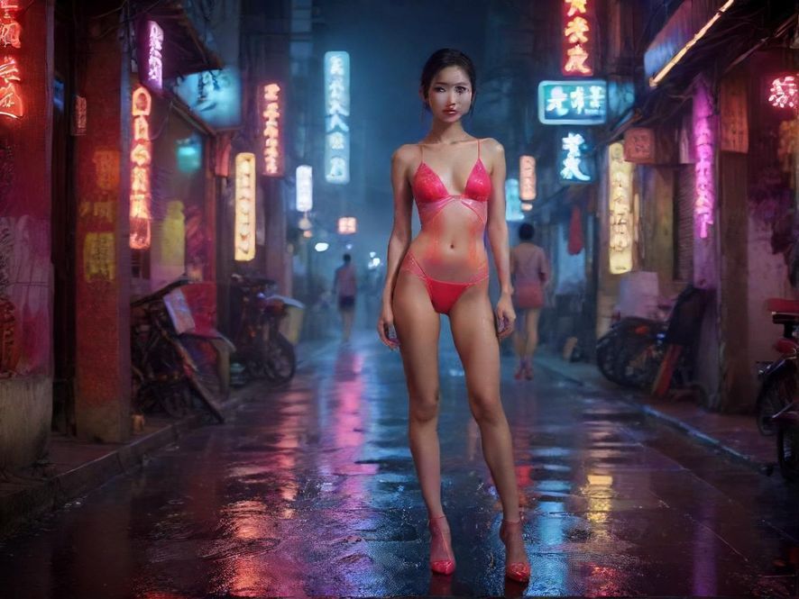 广州夜场酒吧街夜景风光