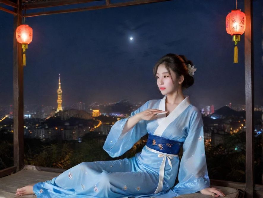 夜场娱乐区灯光璀璨