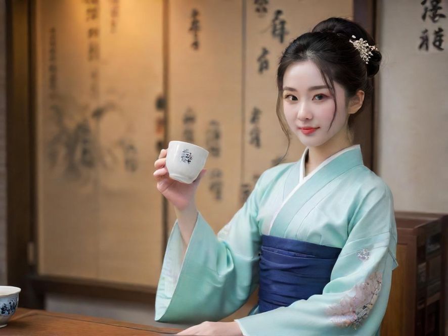 一位女士在温馨茶馆中放松，享受片刻宁静。