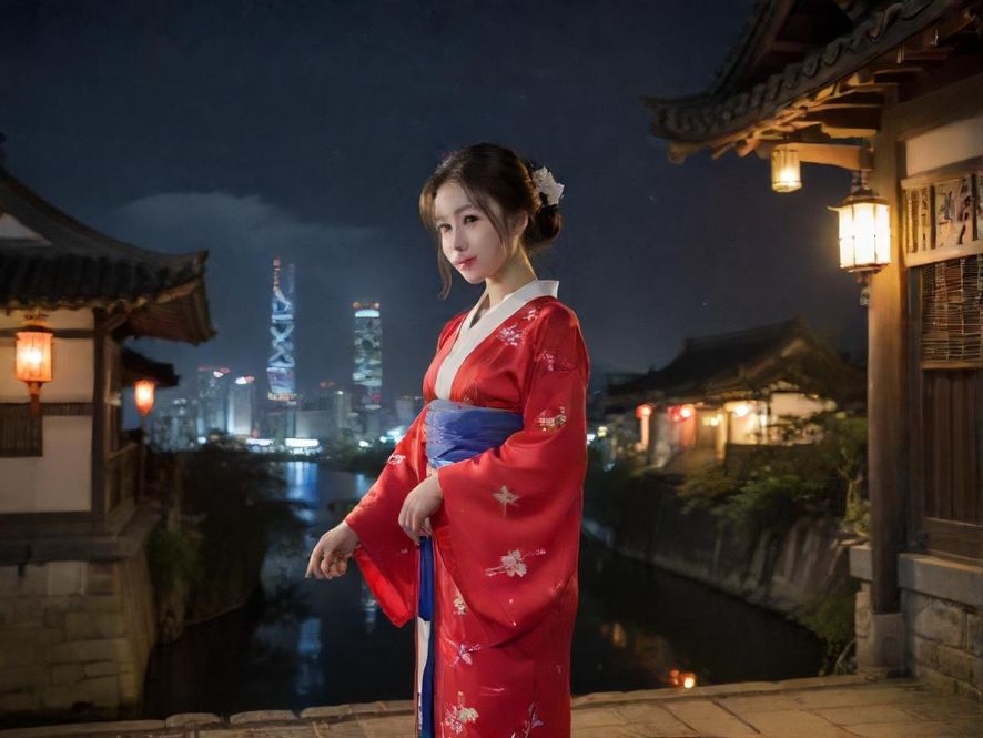 霓虹灯下的时尚伴游小姐姐