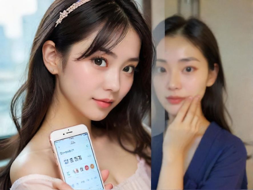 一位年轻女性坐在咖啡馆窗边，专注地使用手机App探索城市休闲信息。