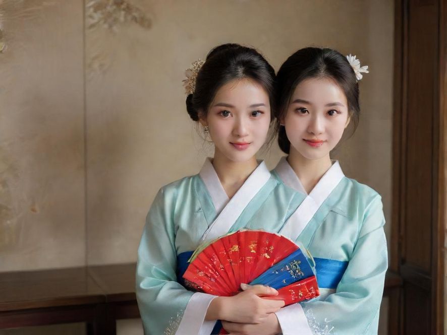 一位00后时尚女孩在繁华商业区自信地展示她的潮流穿搭