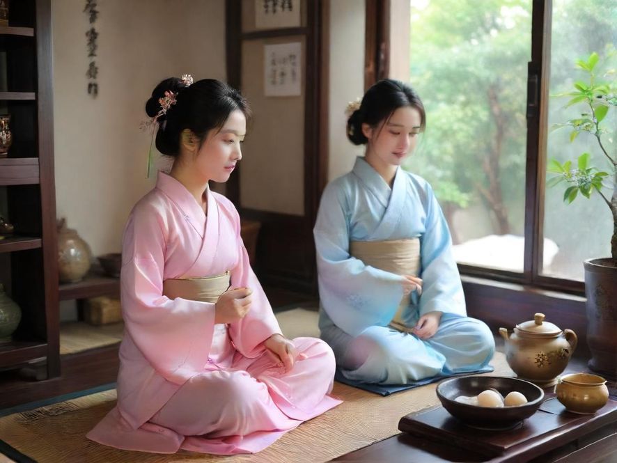 南京一间典雅茶室，光线温馨，一位女士正专注地进行茶艺表演，背景是精致的传统屏风，营造出宁静致远的氛围。