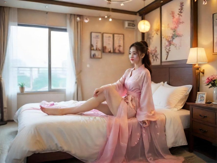 一位女性在温馨光线下享受全身按摩，画面呈现柔和色调，背景是一家私密的工作室。